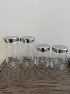 Alessi Clear Glass Canister Set with Silver Lids